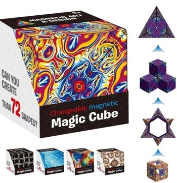 FIDGET ANTYSTRESOWY KOSTKA MAGNETYCZNA UKŁADANKA ŁAMIGŁÓWKA GRA LOGICZNA