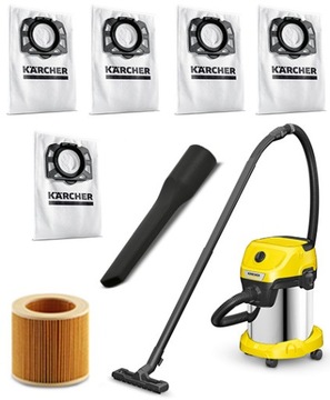 ПРОМЫШЛЕННЫЙ ПЫЛЕСОС KARCHER WD 3 STEEL STAL СУХОЙ ВЛАЖНЫЙ НАБОР + МЕШКИ