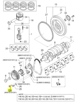 фото thumb №9, Винт, wał коленчатый kia carnival оригинальный номер k55111736a