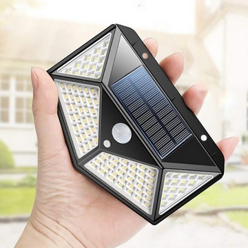 LAMPA SOLARNA 100 LED LAMPKA ŚCIENNA KINKIET Z CZUJNIKIEM ZMIERZCHU RUCHU