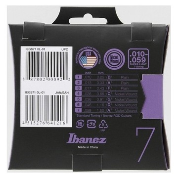 IBANEZ IEGS71 - ЭЛЕКТРИЧЕСКИЕ СТРУНЫ 010-059