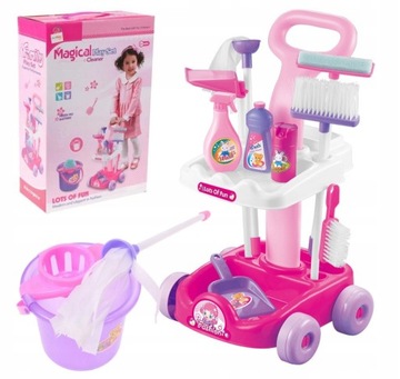 НАБОР ДЛЯ ЧИСТКИ ТЕЛЕЖКИ для детей + ШВАБРА ВЕДРО МЕТЛА Magical Cleaner