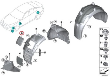 фото thumb №16, Bmw seria 7 g11 g12 8 g14 g15 g16 5 g30 g31 заглушка підкрилки перед оригінал