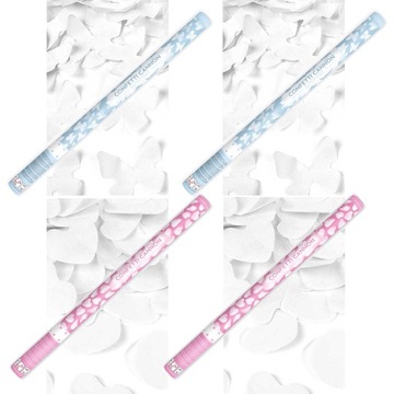 ТРУБКИ КОНФЕТТИ BUTTERFLY HEARTS БЕЛЫЕ микс 4 x 80см СВАДЬБА XXL