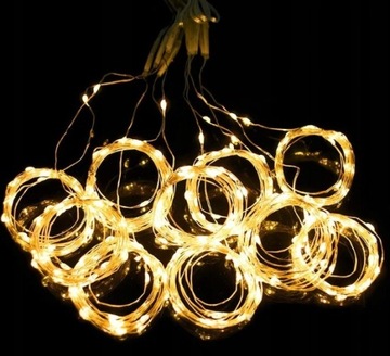 KURTYNA LED GIRLANDA 3X3 DRUCIK 300LED BIAŁA CIEPŁ