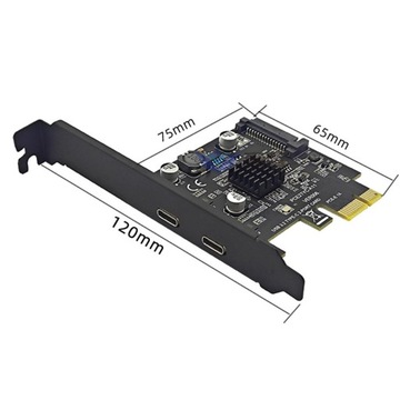 Высокопроизводительный адаптер карты расширения PCI E 1x — USB3.2 типа C, 10 Гбит/с.