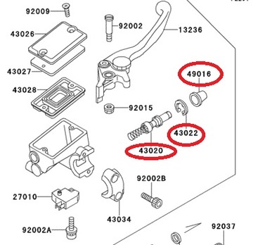 ZESTAW NAPRAWCZY POMPY HAMULCA PRZÓD KAWASAKI ATV