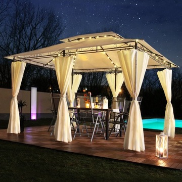 Pawilon MINZO LED 3x4m Namiot Imprezowy Ogrodowy LED KREMOWY