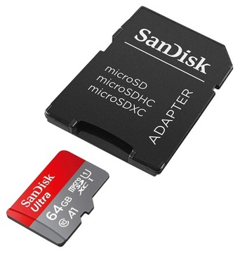 КАРТА SANDISK 64 ГБ SDHC КЛАСС 10 + АДАПТЕР 140 МБ/С