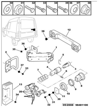 фото thumb №7, Штифт центруюче ручка двері зад citroen peugeot 205, bx, c15 8726.90