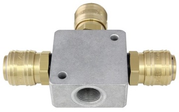 Rozdzielacz pneumatyczny czwórnik aluminiowy 3x szybkozłączka 1x 3/8