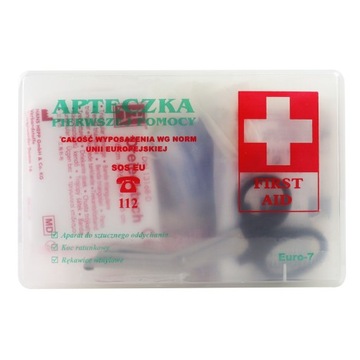 Apteczka samochodowa TYP B Euro-7 przezroczysta
