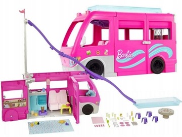 РОЗОВАЯ КАМЕРА BARBIE DREAM ДЛЯ КУКЛ БОЛЬШАЯ АВТОМОБИЛЬНАЯ ГОРКА 60+ ЭЛЕМЕНТОВ