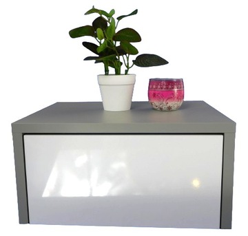 WISZĄCA szafka nocna ścienna SZARA SZARY + FRONT BIAŁY POŁYSK VANESSA 30 cm