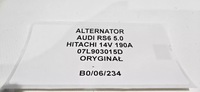 фото thumb №8, Генератор audi rs6 5.0 hitachi 14v / 190a оригинал
