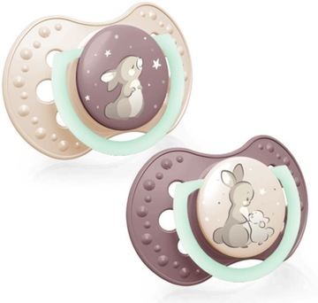 LOVI Dynamic светящаяся силиконовая соска Night&Day 0-3м 2 шт. для девочек