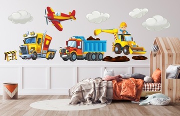 NAKLEJKI NA ŚCIANĘ KOPARKA BUDOWA 75x150cm KO