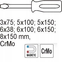 YATO YT-5535 ПЛОСКИЕ ОТВЕРТКИ С ВСТАВКОЙ В ЯЩИК