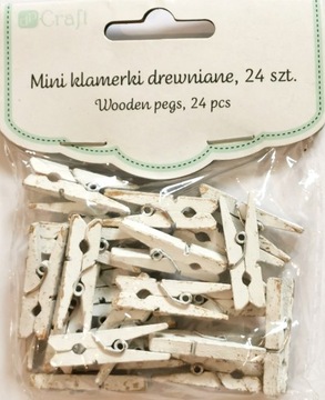 МИНИ-ЗАЖИМЫ ДЕРЕВЯННЫЕ dpCraft 24 шт. белые ЧАСЫ