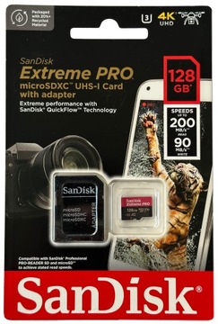Карта памяти microSD SANDISK EXTREME PRO 128 ГБ