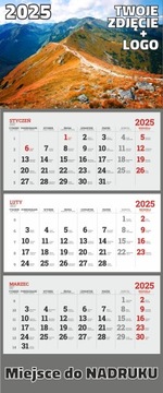 БОЛЬШИЕ ТРОЙНЫЕ календари на 2025 год с НАПЕЧАТАННЫМ ЛОГОТИПОМ и фотографией - 100 шт.