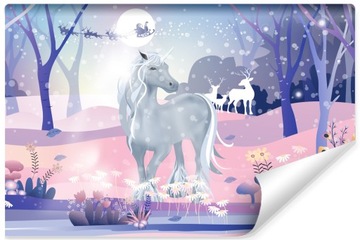 Детские обои ЕДИНОРОГ Зимний лес 368x254