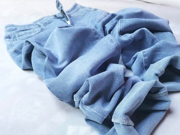 MOM FIT MODNE SPODNIE JEANSY LUŹNE NOGAWKI JEANSOWE + PASEK GRATIS