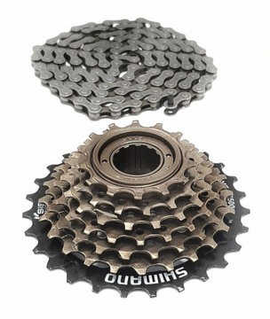 Shimano MF-TZ-500-7-скоростная ЗВЕЗДОЧКА свободного хода 14-28 ОРИГИНАЛ + ЦЕПЬ HG40