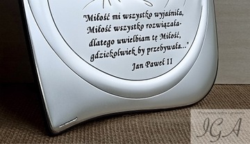 SREBRNY OBRAZEK JAN PAWEŁ II ŚWIĘTA RODZINA GRAWER