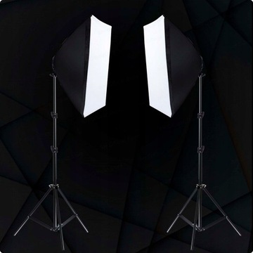 2 СТУДИЙНЫЕ ЛАМПЫ SOFTBOX 50x70 см, 8 лампочек по 45 Вт, штатив — для фотографий