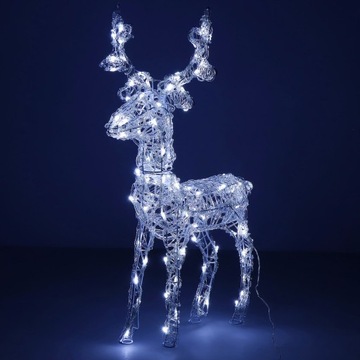 RENIFER ŚWIECĄCY DUŻY 100LED OZDOBA ŚWIĄTECZNA Z GŁOWĄ LAMPKI DEKORACJA