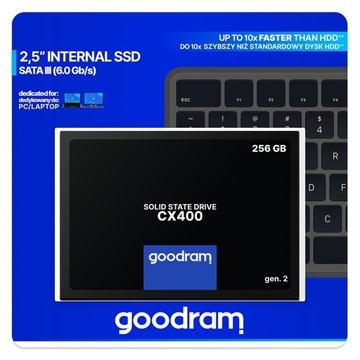 Быстрый твердотельный накопитель GOODRAM CX400-G2 256 ГБ SATA3 2,5