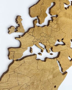 Mapa świata drewniana mapka z granicami z drewna Sikorka 180x90cm pakiet XL
