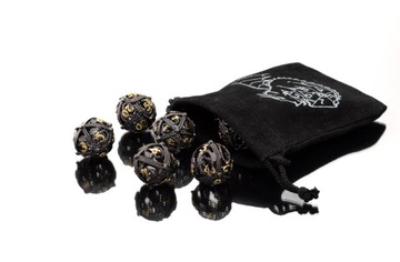ZAPIECZĘTOWANY SMOK ZESTAW 7 METALOWYCH KOŚCI RPG