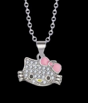 Naszyjnik Dziecięcy Hello Kitty Kotek fairy goth Cyrkonie Łańcuszek Y2K