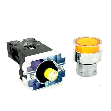 Przycisk żółty podświetlany LED 24V AC/DC BA9S NO
