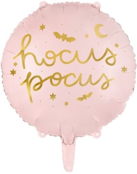 ФОЛЬГОВЫЙ ШАР HOCUS POCUS, РОЗОВЫЙ, КРУГЛЫЙ, УКРАШЕНИЕ НА ХЭЛЛОУИН ДЛЯ HELUM 35 СМ