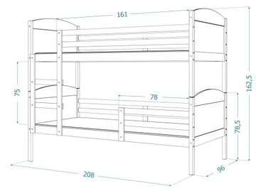 Кровать двухъярусная 200x90 без ящика MATEUSZ