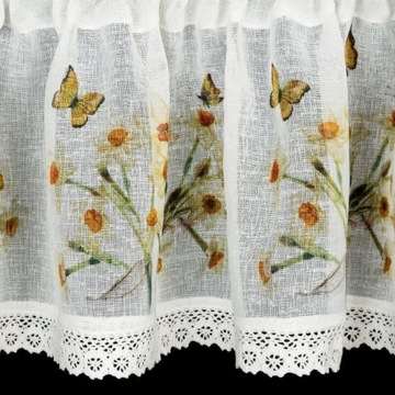 Firana zazdrostka FLORA 60x150 cm koronka żonkile