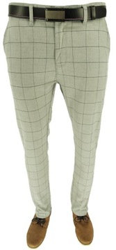 SPODNIE MĘSKIE JASNE W KRATĘ W32 86-88 CM