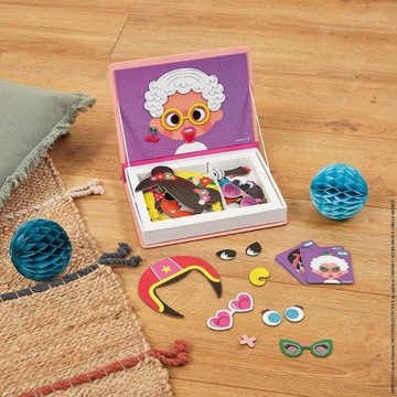 JANOD MAGNETIC PUZZLE FACES СМЕШНОЕ ЛИЦО ДЕВУШКИ MAGNETIBOOK