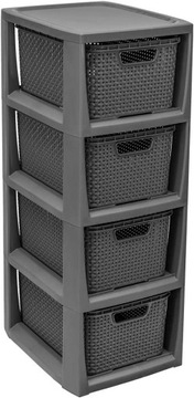 БРАНК Полка для ванной комнаты - 4x корзина - комод из ротанга