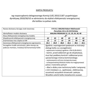 Kocioł 5 KLASA KOTŁY EcoDesign MALINA zapalarka