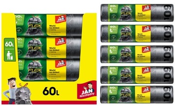 Гибкие мешки для мусора Flex&Strong Jan Niezbędny 63x72см 60л 5x10 шт.