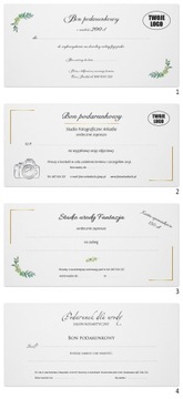 50 szt. boho vouchery bony karty podarunkowe LOGO