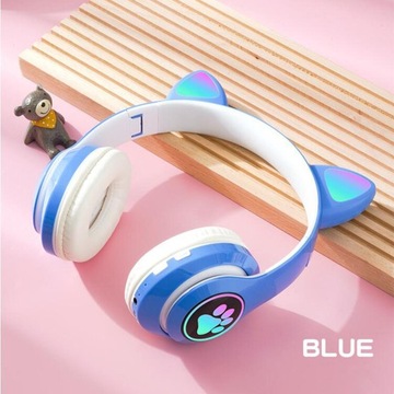 Универсальная гарнитура для наушников Cat Ear с мигающим светодиодом RGB и микрофоном синего цвета