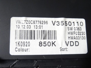 фото thumb №9, Комп'ютер спідометр  набір vw golf v 5 1k0 1.6 fsi bag 190509 km 03c906056ba