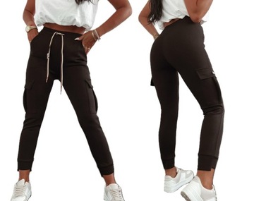 Spodnie dresy JOGGERY bojówki DRESOWE modny fason FB28 szary M/L