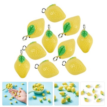 CYTRYNOWE ŻÓŁTE KOLCZYKI CHARMS 10 SZT