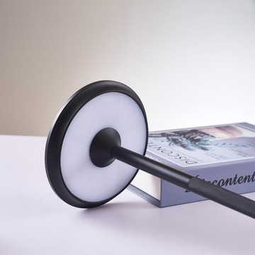 STEROWANIE DOTYKOWE CZARNĄ, TRÓJKOLOROWĄ LAMPĄ STOŁOWĄ Z TEMPERATURĄ USB